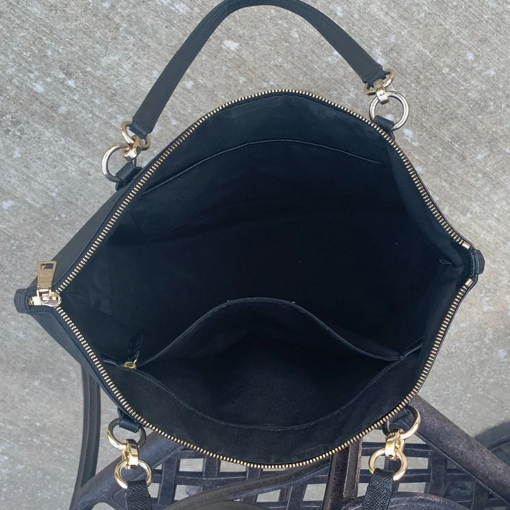 Coach Black Leather Shoulder Bag with Gold Hardware